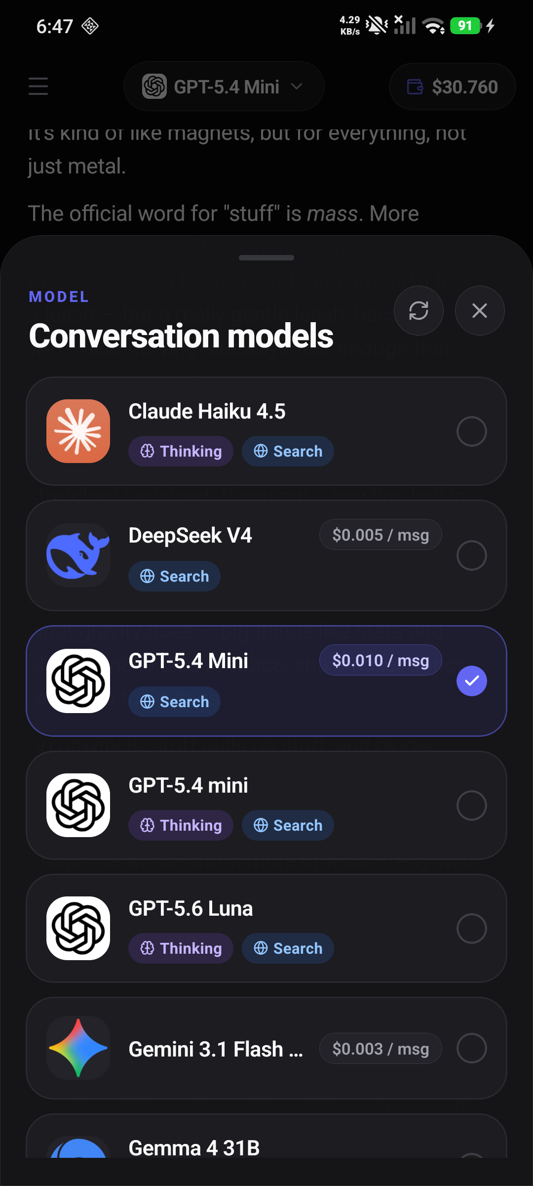 Model picker